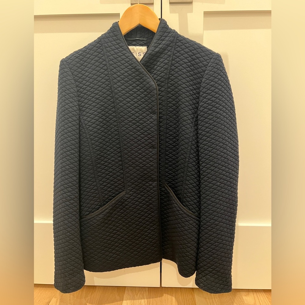 Reiss Navy Blue Quilted Buttoned Jacket [Size S]